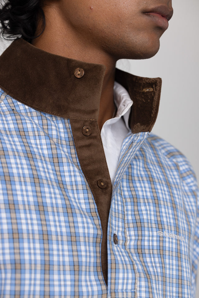 Half Placket Shirt in Blue