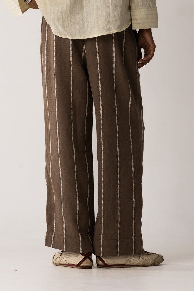 Brown Pants with Jacquard-Woven Pinstripes (5 of 5)