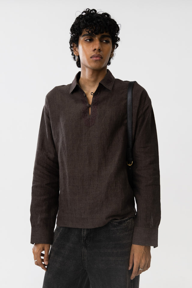Kurta Shirt in Brown