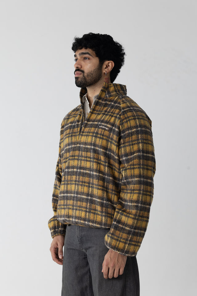Rust Yellow Overcheck Quarter-Zip