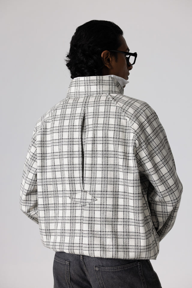 White Charcoal Overcheck Quarter-Zip