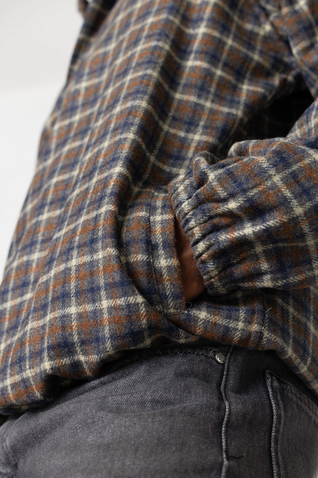 Rust Blue Overcheck Quarter-Zip