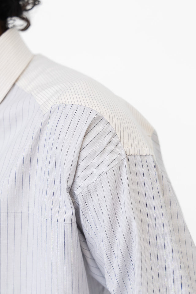 Two Tone Fabric Pinstripe Shirt in Chalk