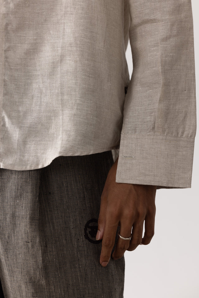 Oversized Linen Shirt in Beige