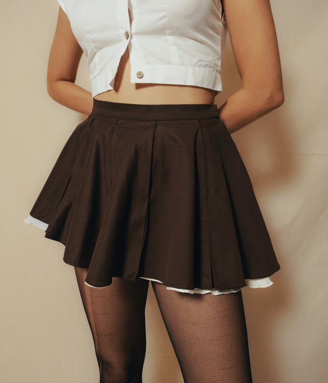Fluted Skirt In Brown