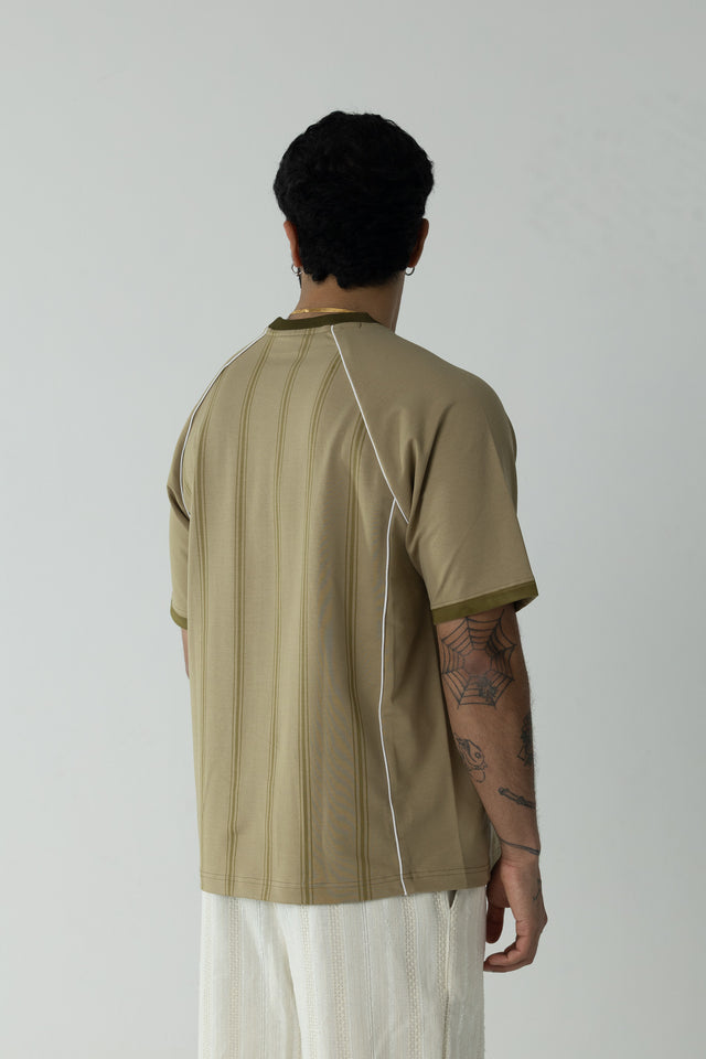Pinstriped Postage Jersey in Khaki