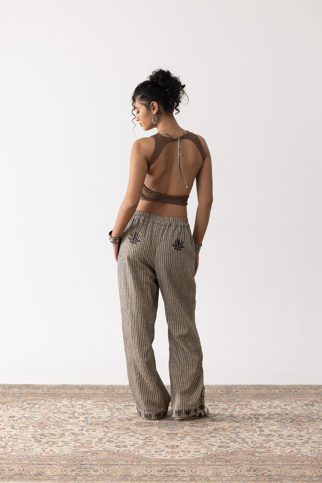Block Printed Silk Linen Pants