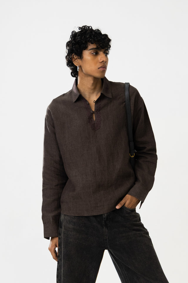 Kurta Shirt in Brown