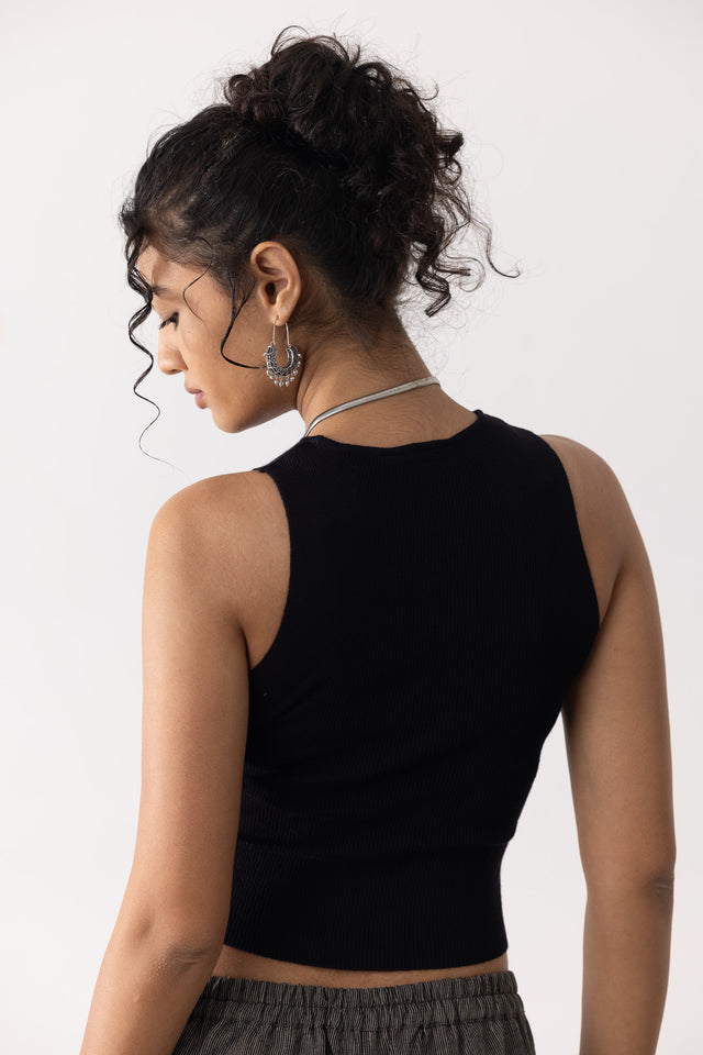 Tuck-Knit Tank in Black