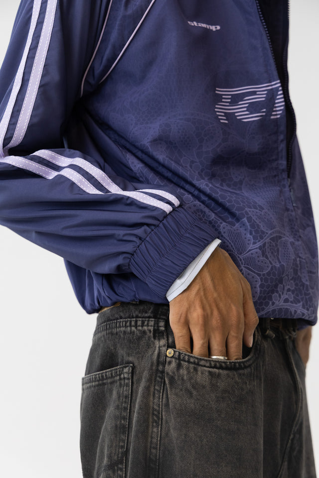 Lace Track Jacket in Navy