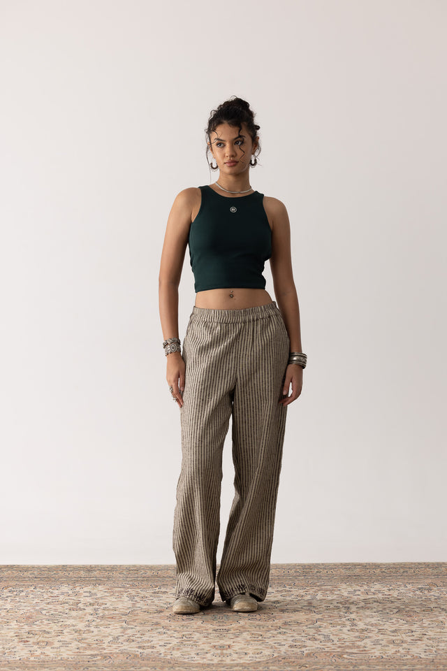 Ribbed Backless Tank In Green