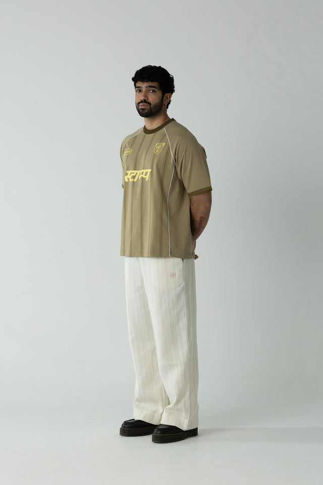 Pinstriped Postage Jersey in Khaki