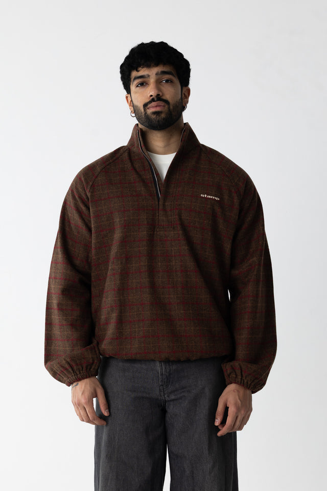 Rust brown Overcheck Quarter-Zip