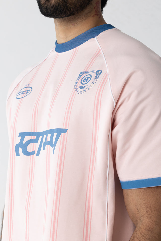 Pinstriped Postage Jersey in Pink