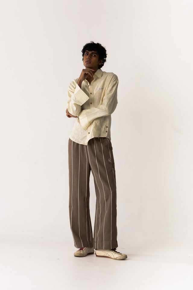 Brown Pants with Jacquard-Woven Pinstripes (5 of 5)