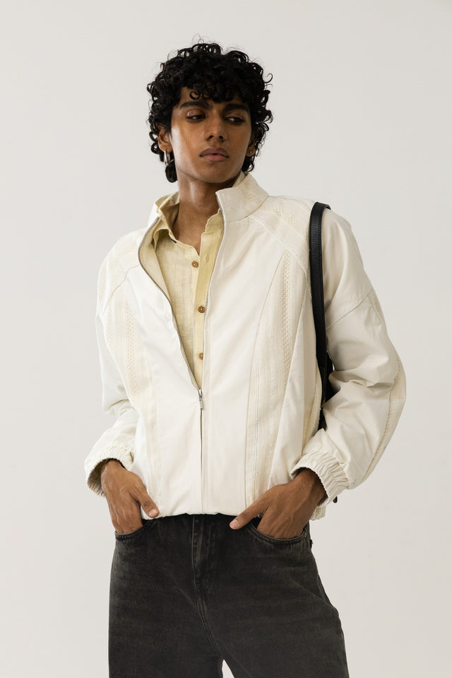 Panelled Raglan Jacket In Ecru