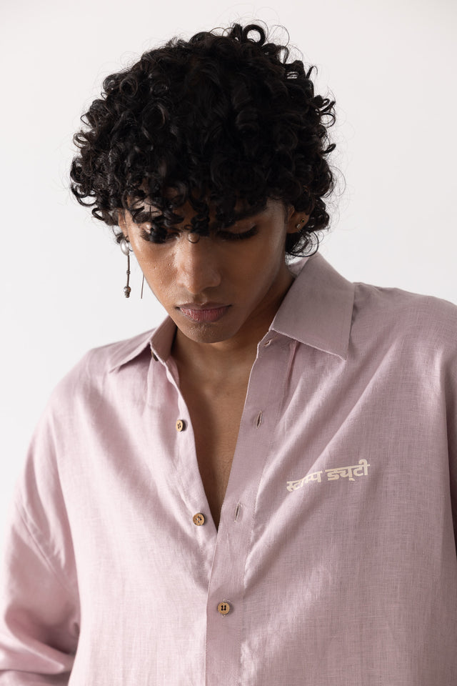 Oversized Linen Shirt in Mauve
