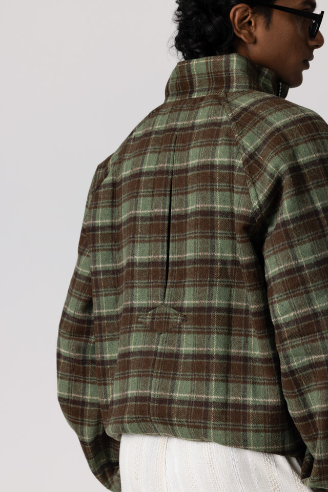 Rust Green Overcheck Quarter-Zip