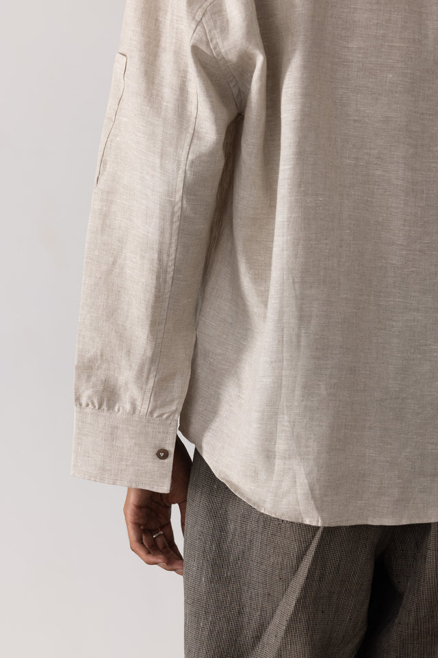 Oversized Linen Shirt in Beige