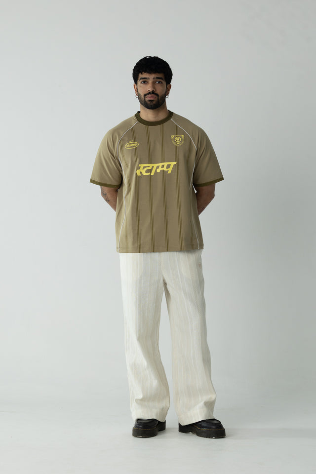 Pinstriped Postage Jersey in Khaki