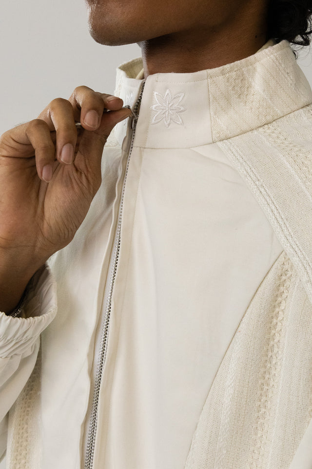 Panelled Raglan Jacket In Ecru