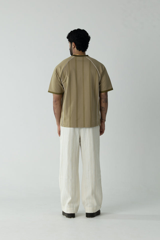 Pinstriped Postage Jersey in Khaki