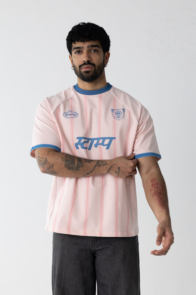 Pinstriped Postage Jersey in Pink