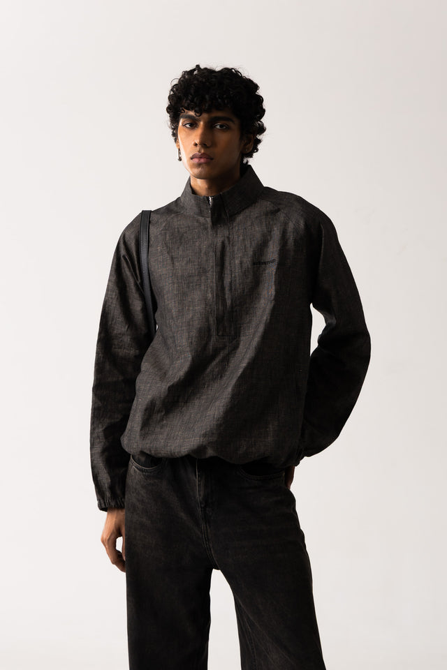 Charcoal Faded Linen Quarter-Zip