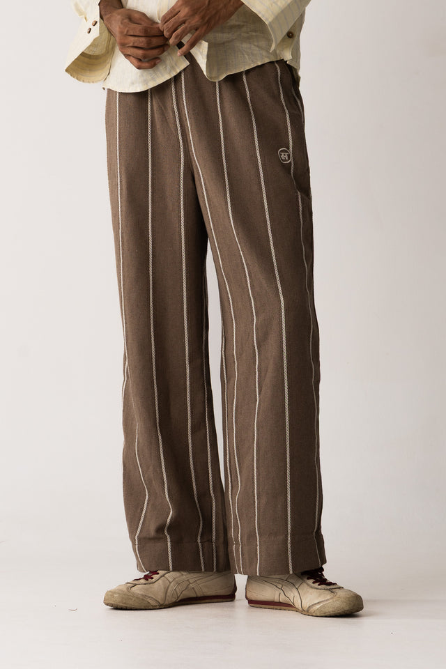 Brown Pants with Jacquard-Woven Pinstripes (5 of 5)