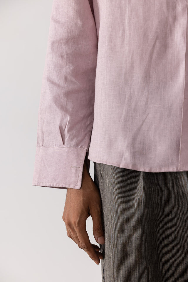 Oversized Linen Shirt in Mauve
