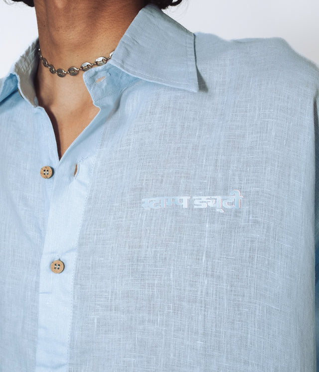 Chemise surdimensionnée en lin à rayures vertes