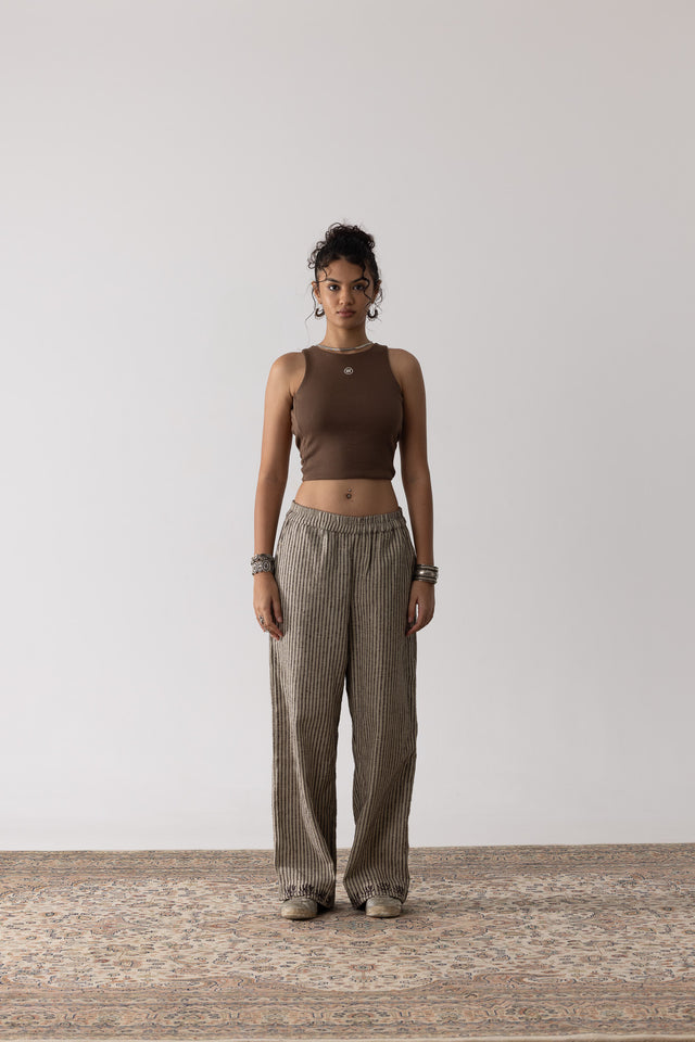 Block Printed Silk Linen Pants