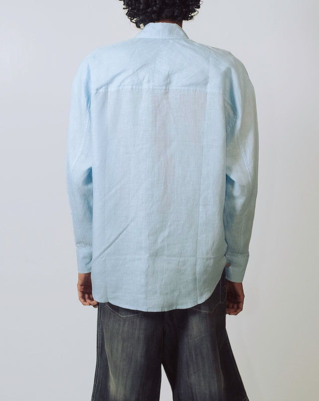 Oversized Linen Shirt in Baby Blue