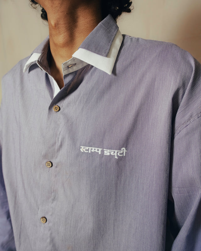Overdyed Purple Double Collared Shirt