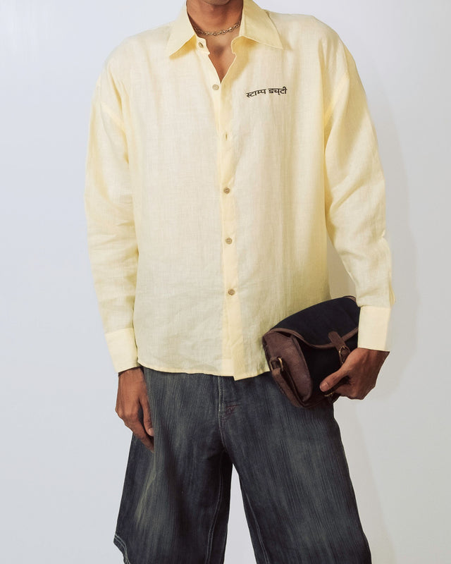 Oversized Linen Shirt in Yellow