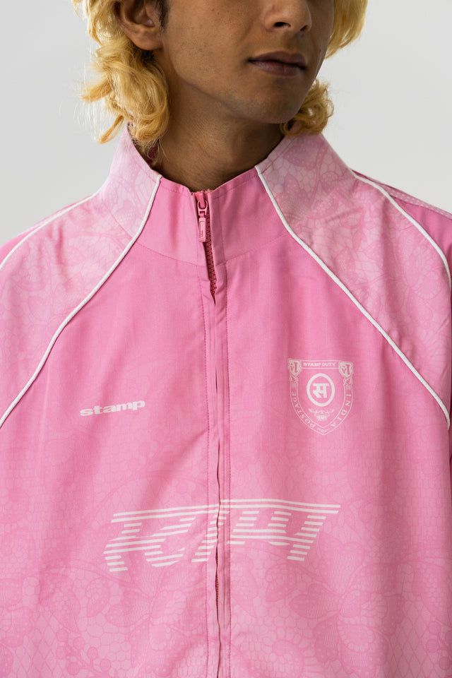 Lace Track Jacket in Pink