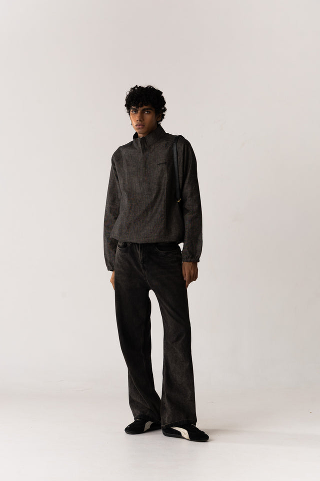 Charcoal Faded Linen Quarter-Zip