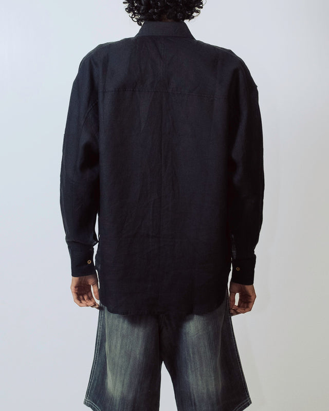 Oversized Linen Shirt in Black