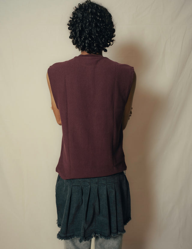 Maroon Knitted Cord Vest