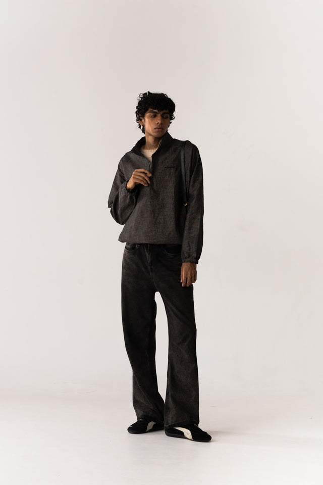 Charcoal Faded Linen Quarter-Zip