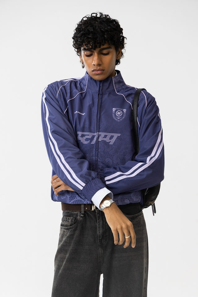 Lace Track Jacket in Navy