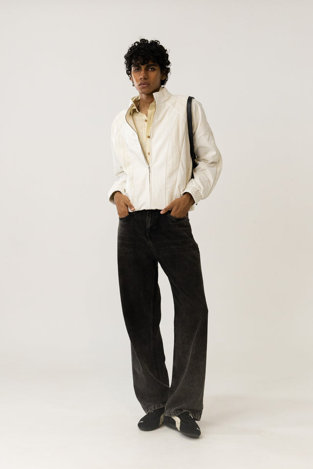 Panelled Raglan Jacket In Ecru