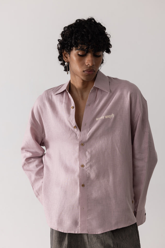 Oversized Linen Shirt in Mauve