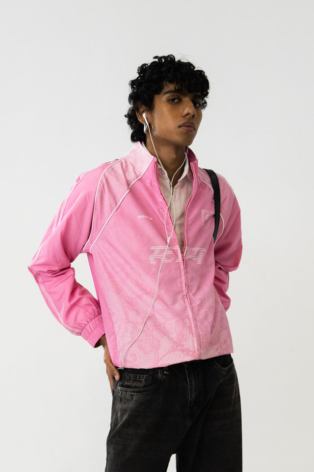 Lace Track Jacket in Pink