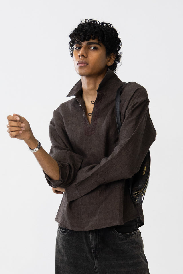 Kurta Shirt in Brown