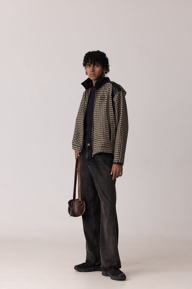 Houndstooth Jute Linen Jacket