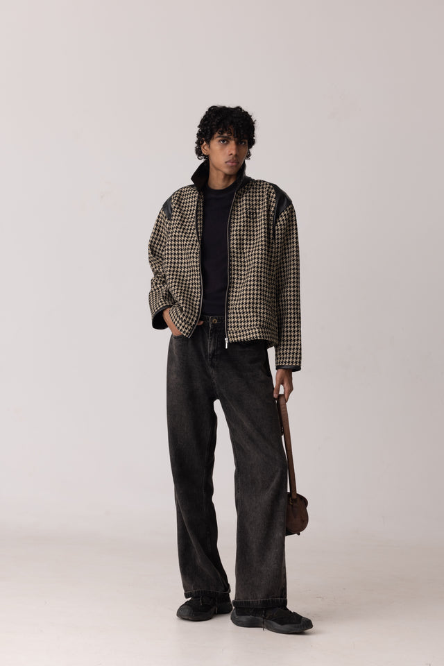Houndstooth Jute Linen Jacket