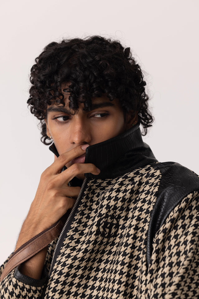 Houndstooth Jute Linen Jacket