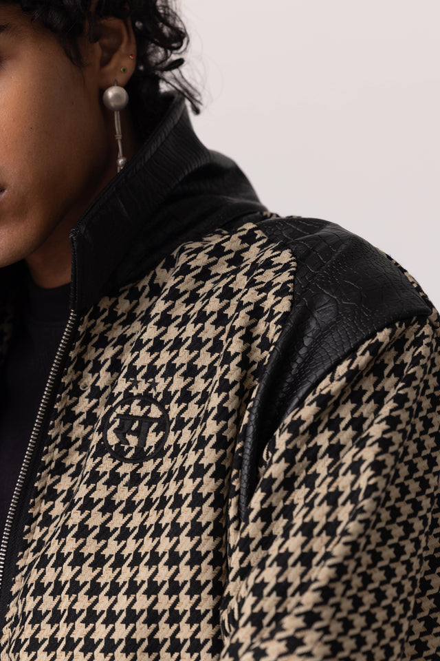 Houndstooth Jute Linen Jacket