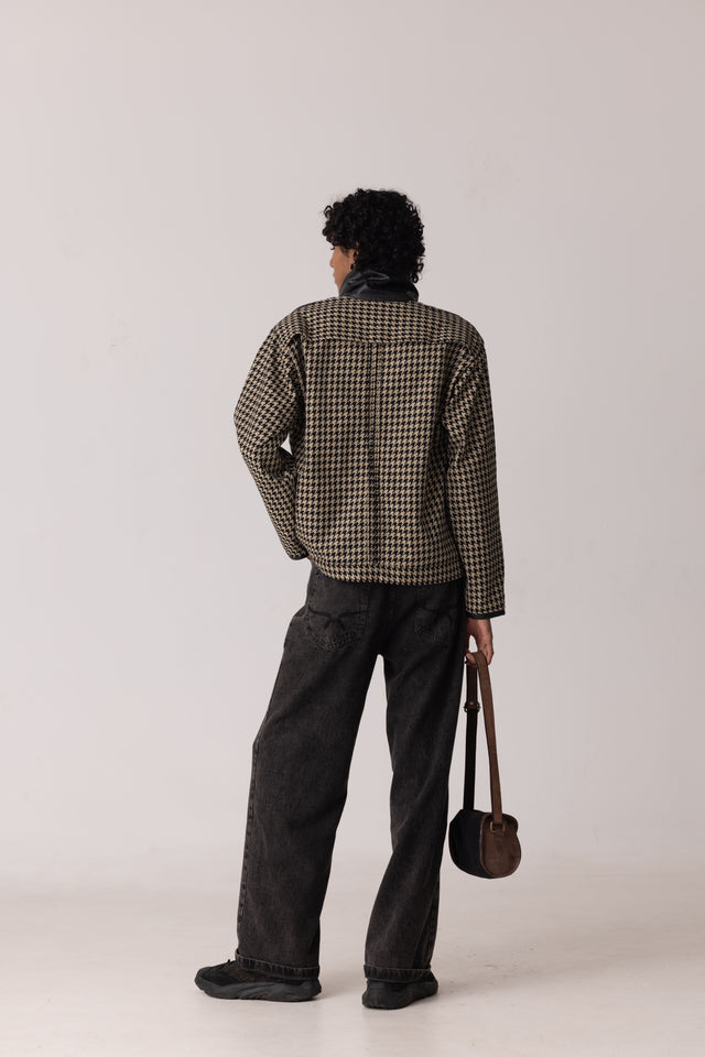 Houndstooth Jute Linen Jacket